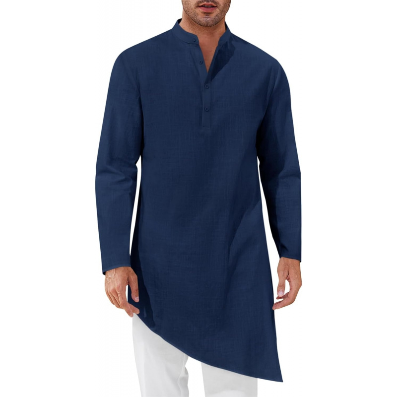 Kurta Men Cotton - ثوب رجالي قطني بأكمام طويلة، قميص
