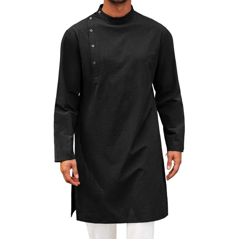 Kurta Men Cotton - قفطان رجالي ثوب طويل الأكمام من