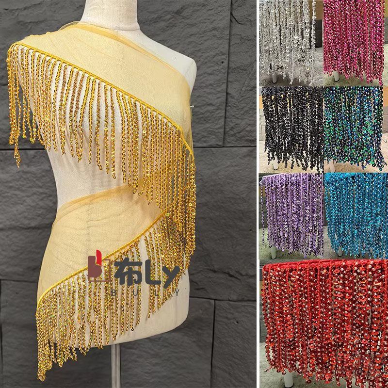 Ethnic Fashion Design - شريط زخرفي مطرز بالخرز والترتر بطول