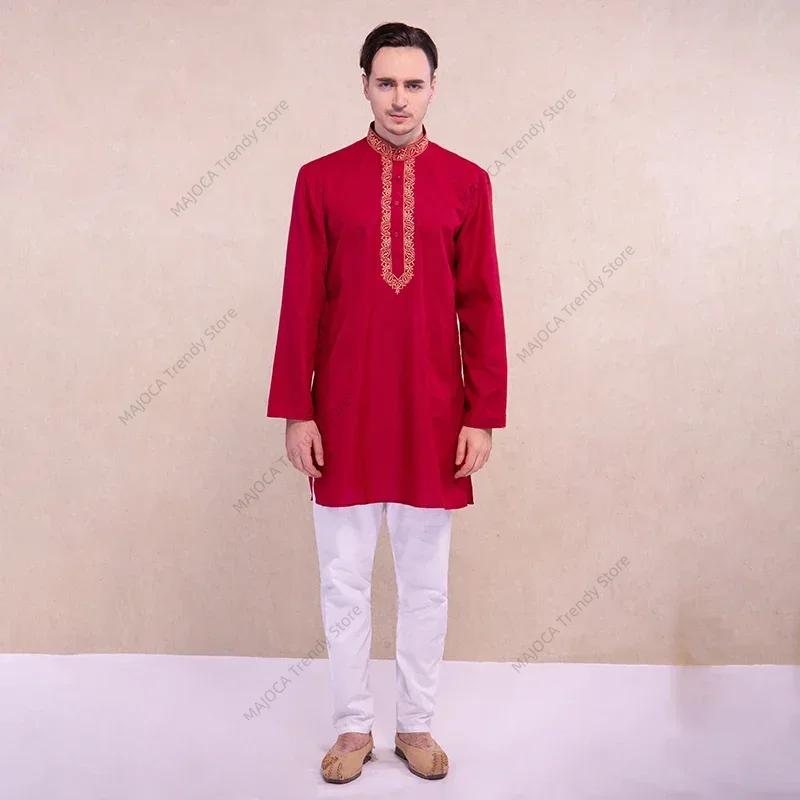 Kurta Men Cotton - فستان هندي للرجال قميص كورتاس النمط