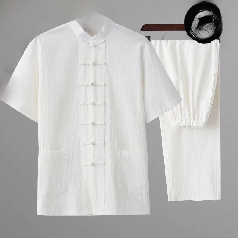 Ethnic Wear Men'S Fashion - قميص هانفو صيفي من القطن والكتان
