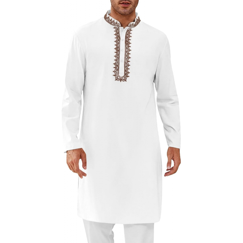 Kurta Men Cotton - قميص كفتان رجالي قطني بأكمام طويلة
