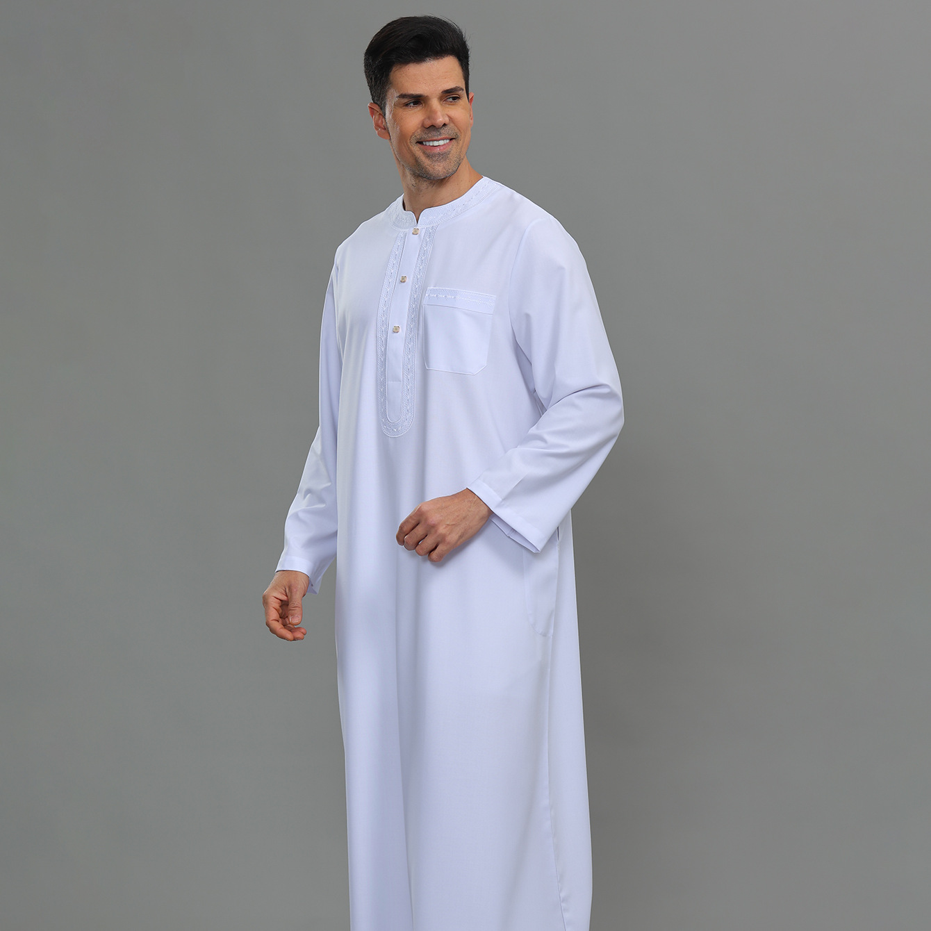 Kurta Men Cotton - ثوب رجالي كافتان بأزرار أمامية، رداء