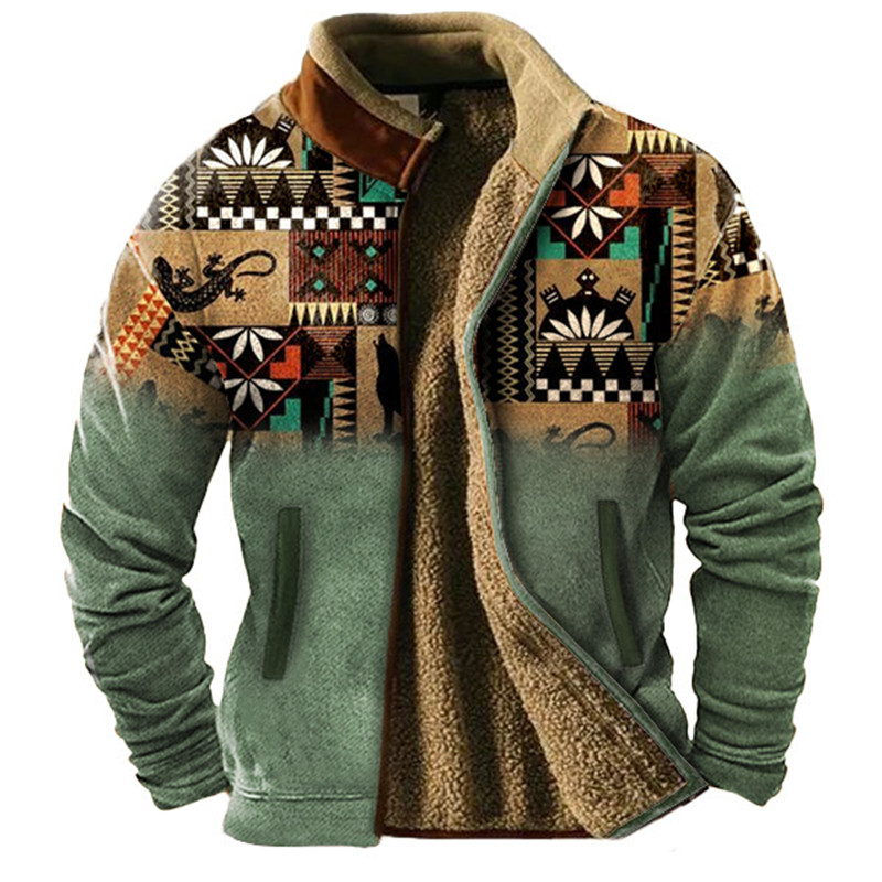 Ethnic Wear Men'S Fashion - سترة شتوية للرجال بأكمام طويلة وسحاب