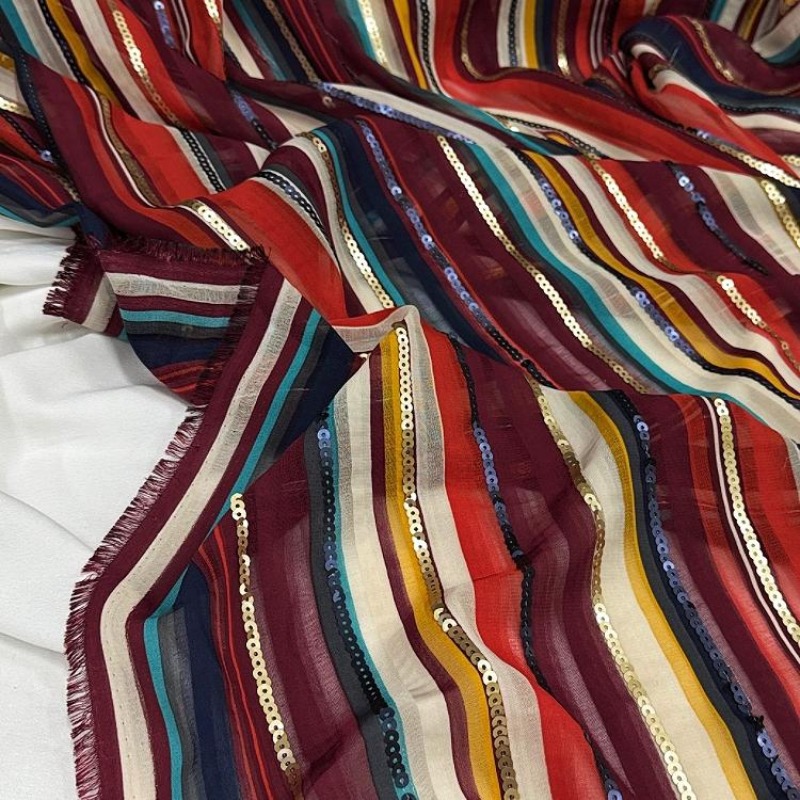 الملونة مخطط مطرز الترتر النسي - مراجعة Ethnic Fashion Design وسعره