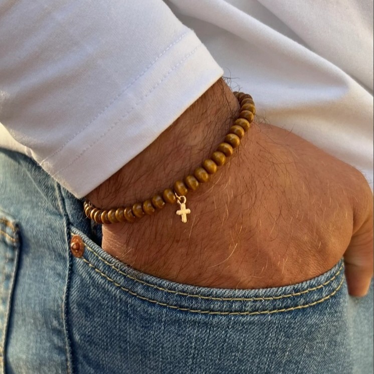 سوار خشبي مزين بالخرز للرجال،  - مراجعة Ethnic Wear Men'S Fashion وسعره