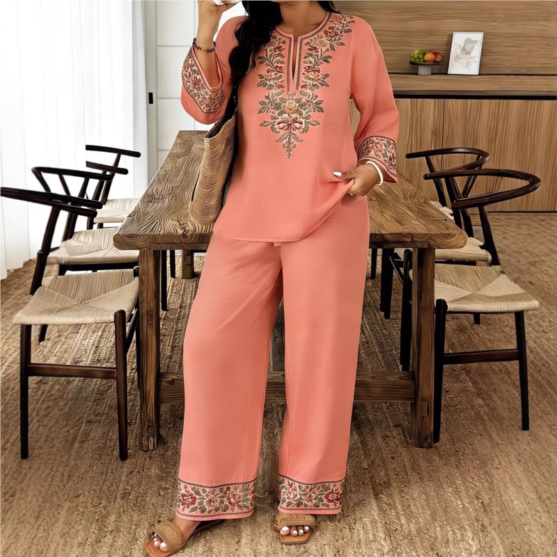 بدلة نسائية عصرية بطباعة ريترو - مراجعة Ethnic Fashion For Ladies وسعره