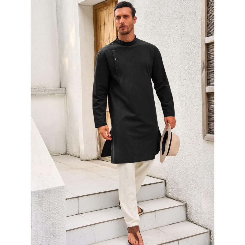 قفطان رجالي ثوب طويل الأكمام م - مراجعة Kurta Men Cotton وسعره