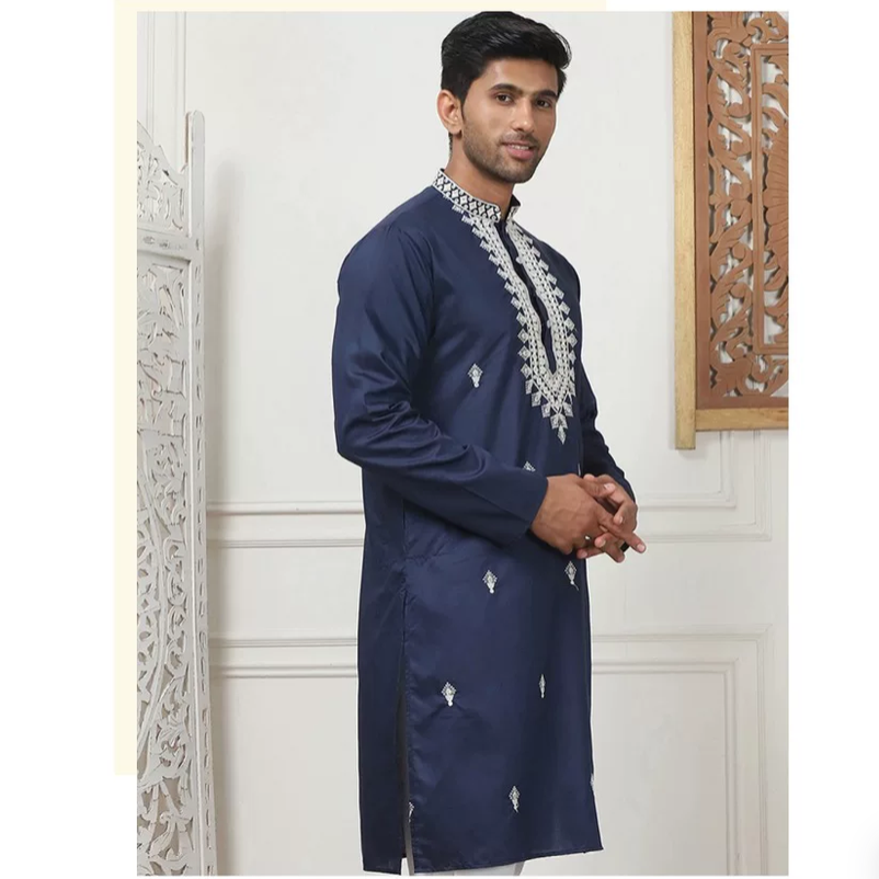 معطف رجالي رقيق بتطريز حريري ت - مراجعة Kurta Men Cotton وسعره
