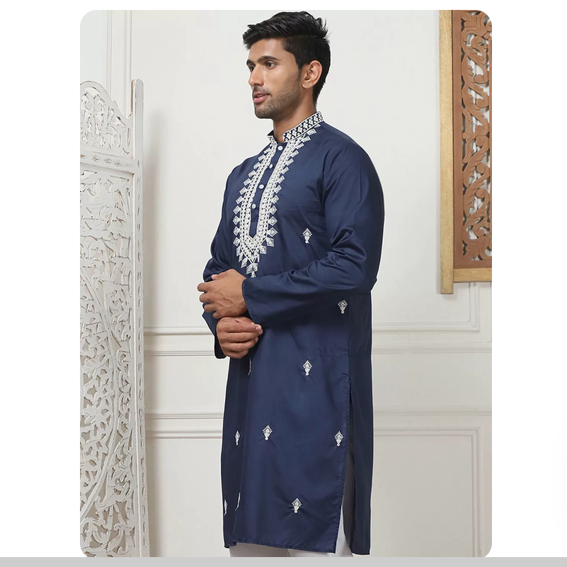 معطف رجالي رقيق بتطريز حريري ت - مراجعة Kurta Men Cotton وسعره