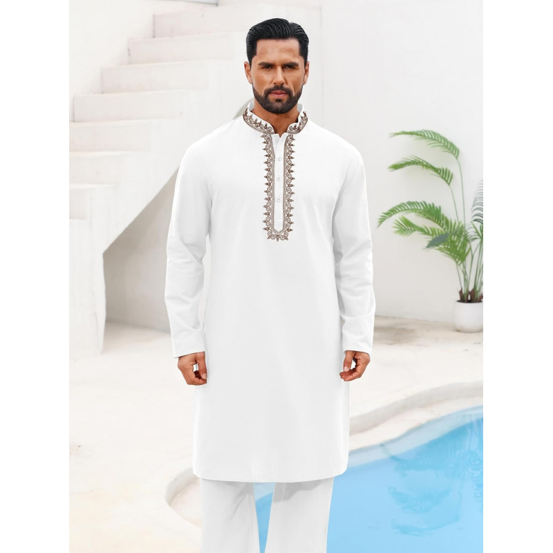 قميص كفتان رجالي قطني بأكمام ط - مراجعة Kurta Men Cotton وسعره