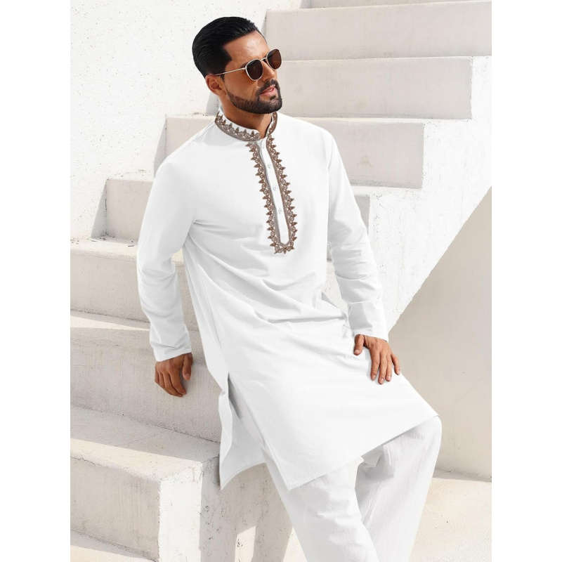 قميص كفتان رجالي قطني بأكمام ط - مراجعة Kurta Men Cotton وسعره