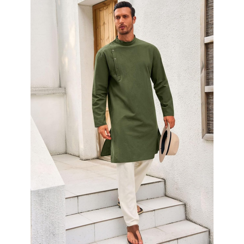 قفطان رجالي ثوب طويل الأكمام م - مراجعة Kurta Men Cotton وسعره