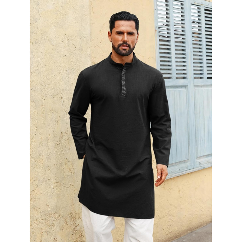 قفطان رجالي طويل الأكمام، قميص - مراجعة Kurta Men Cotton وسعره