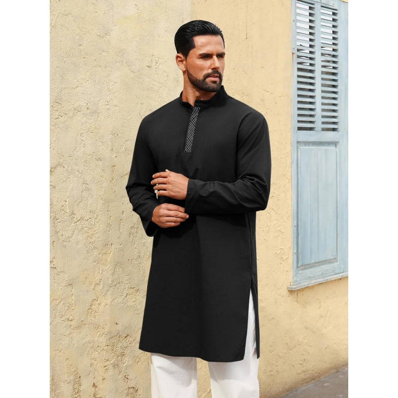 قفطان رجالي طويل الأكمام، قميص - مراجعة Kurta Men Cotton وسعره
